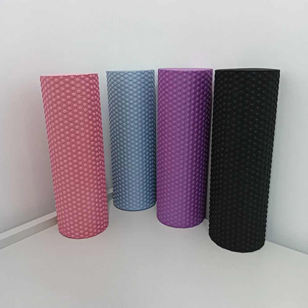 Premium Hexagon Pattern Yoga Roller – EVA Foam Massage Stick for Pilates & Home Workouts 29.5cm Length