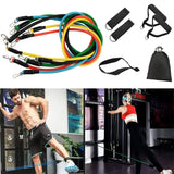 11pcs Fitness Resistance Bands Set Workout Exercise Tube Bands with Door Anchor Ankle Straps Cushioned Handles Carry Bags