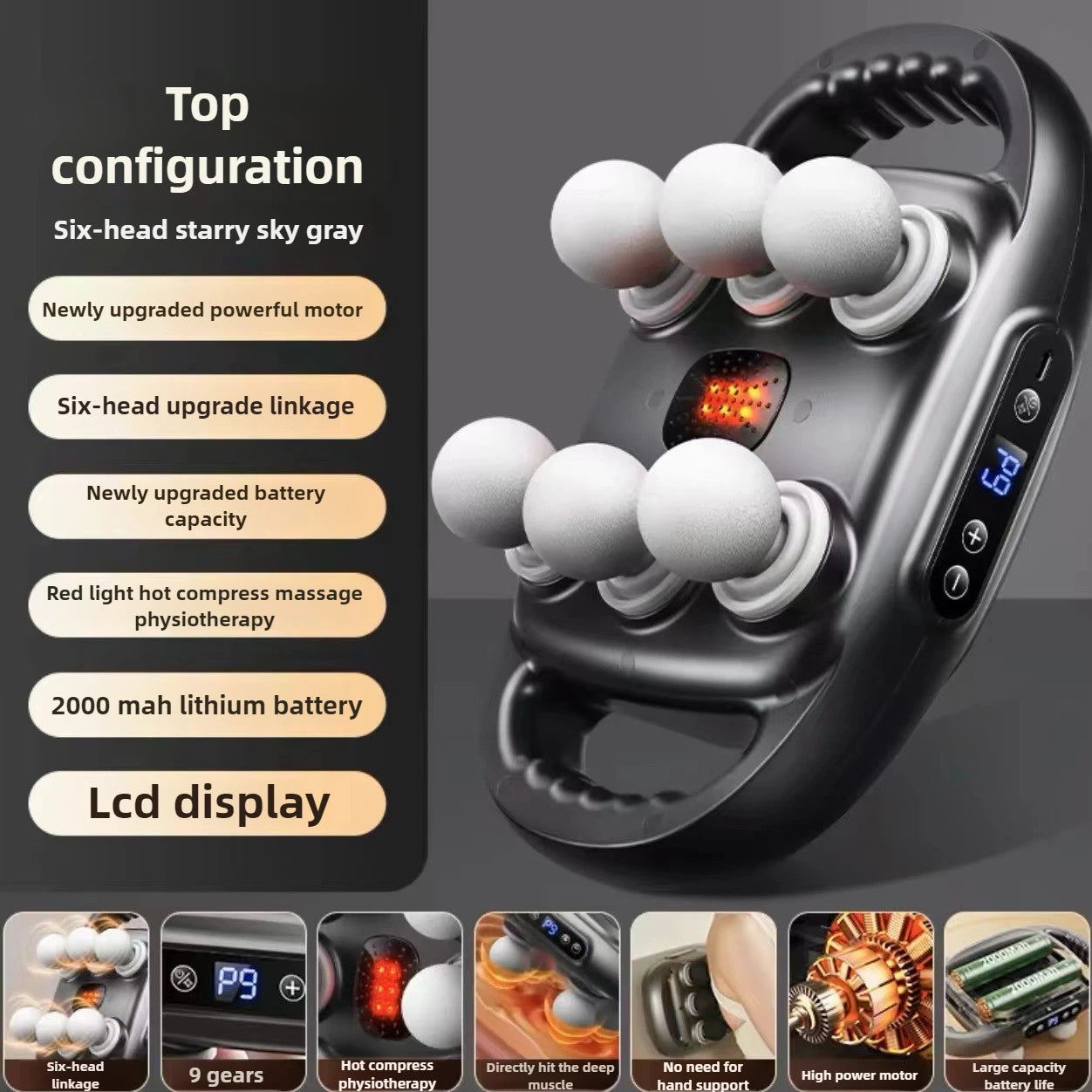 32 Massage Head Massage Gun Deep Tissue Muscle Professional Grade High Power Wireless High Frequency Vibration With Heating Gift