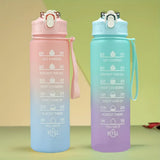 900ml Leakproof Water Bottles with Times To Drink and Straw Motivational Drinking Sports Water Bottle for Fitnes Gym Outdoor
