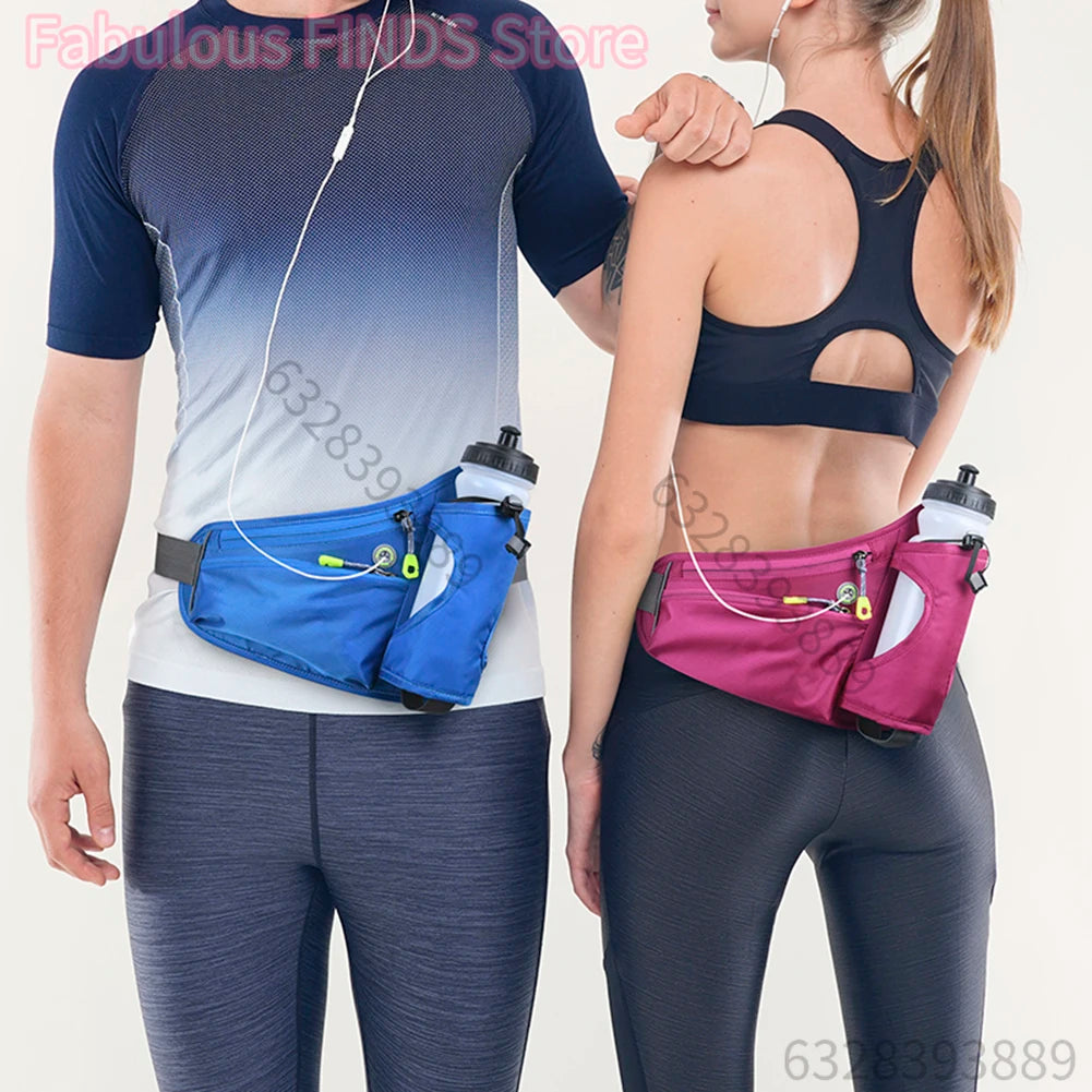 Running Waist Bags Water Bottle Holder Hydration Belt Bag Men Women Sports Fanny Pack Gym Running Cell Phone Jogging Cycling Bag