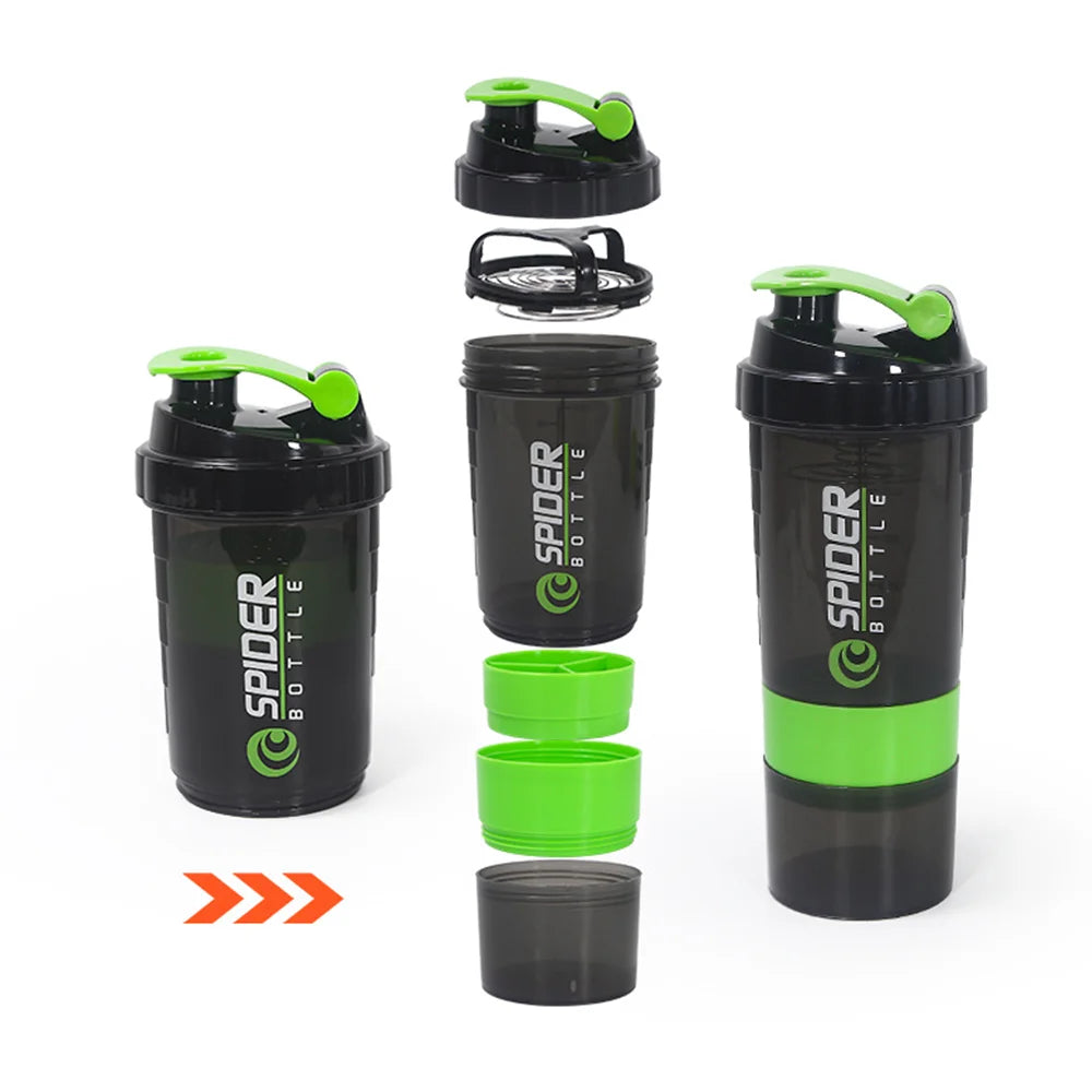 Large Capacity 3 Layers Protein Shaker Bottle with Mixing Cup for Body Building Exercise Water Shaker Cup Powder Shake Mixer