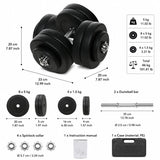 Dumbbell Set 8 x 5 kg, 4 x 1.5 kg Weight Plates with Plastic Coating, Floor-Friendly, Black, for Home Gym Full Body Workout