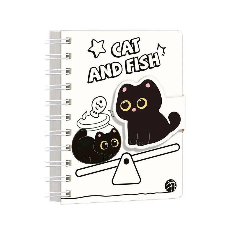 Capybara Panda Mini Journal  A7 Pocket Spiral Notebook with Velcro Closure for Student Portable Pad
