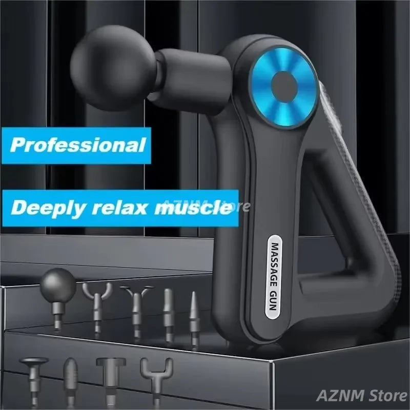 Mini Triangle Massage Gun, 9 Speeds Electric Fascia Massager with 9 Heads, 1500mAh Quiet Deep Tissue Muscle Relaxation Device