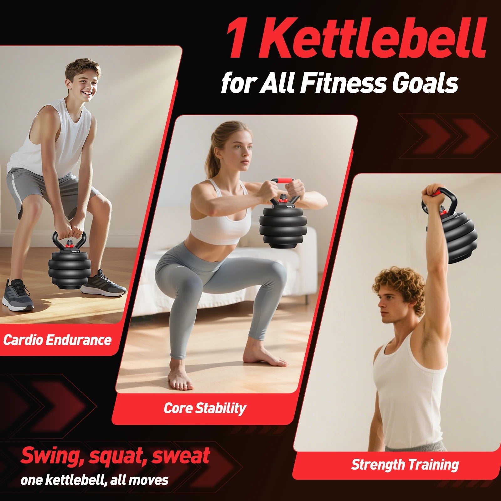 FEIERDUN 9-20kg Adjustable Dumbbells 2er Set, 5-in-1 Barbell, Kettlebell, Push-up Stand, Full Body Strength Training