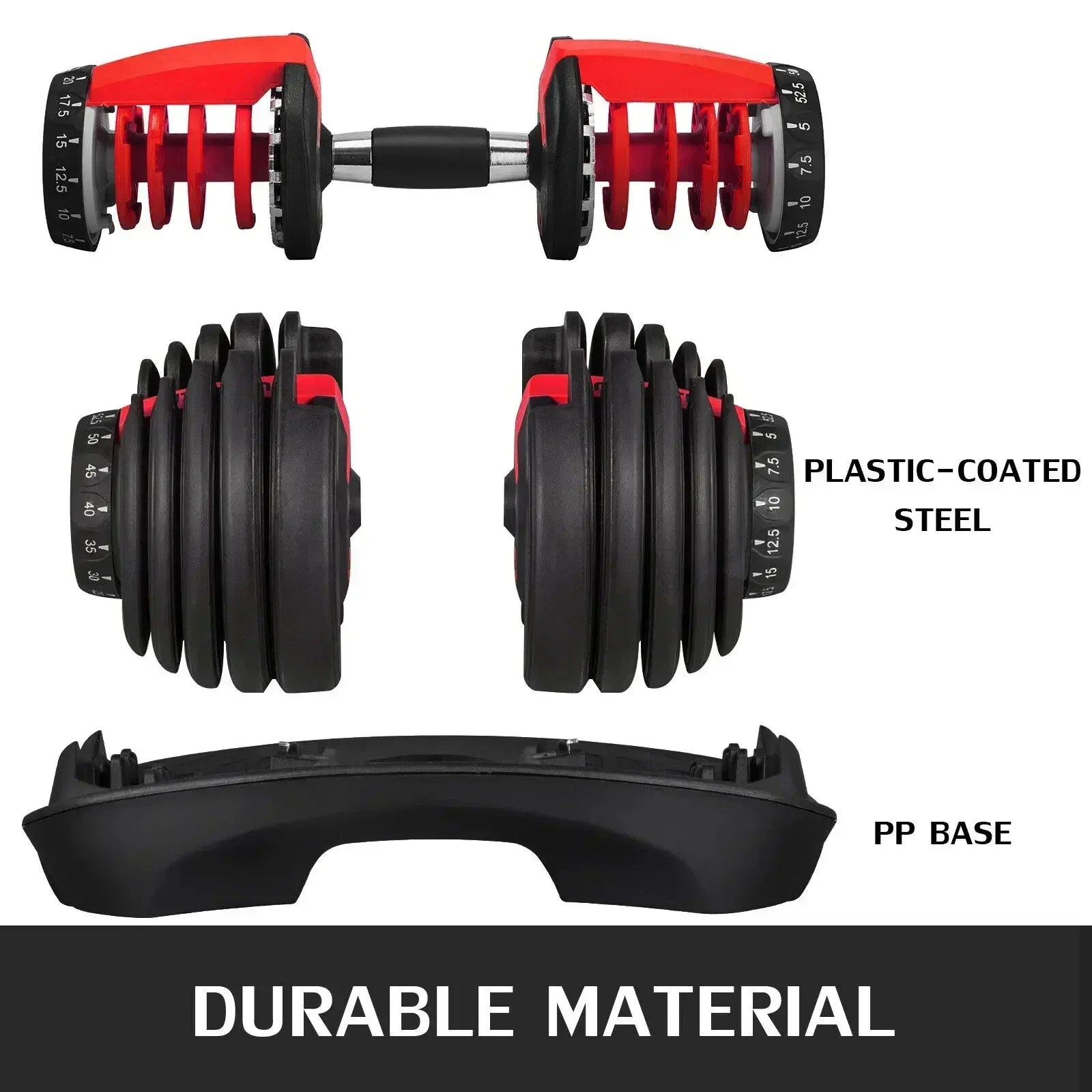 SIHAO Adjustable Steel Dumbbell 24/40KG 52.5/90LBS Fitness for Home Gym, Arm & Muscle Training with QuickLock System Trainning