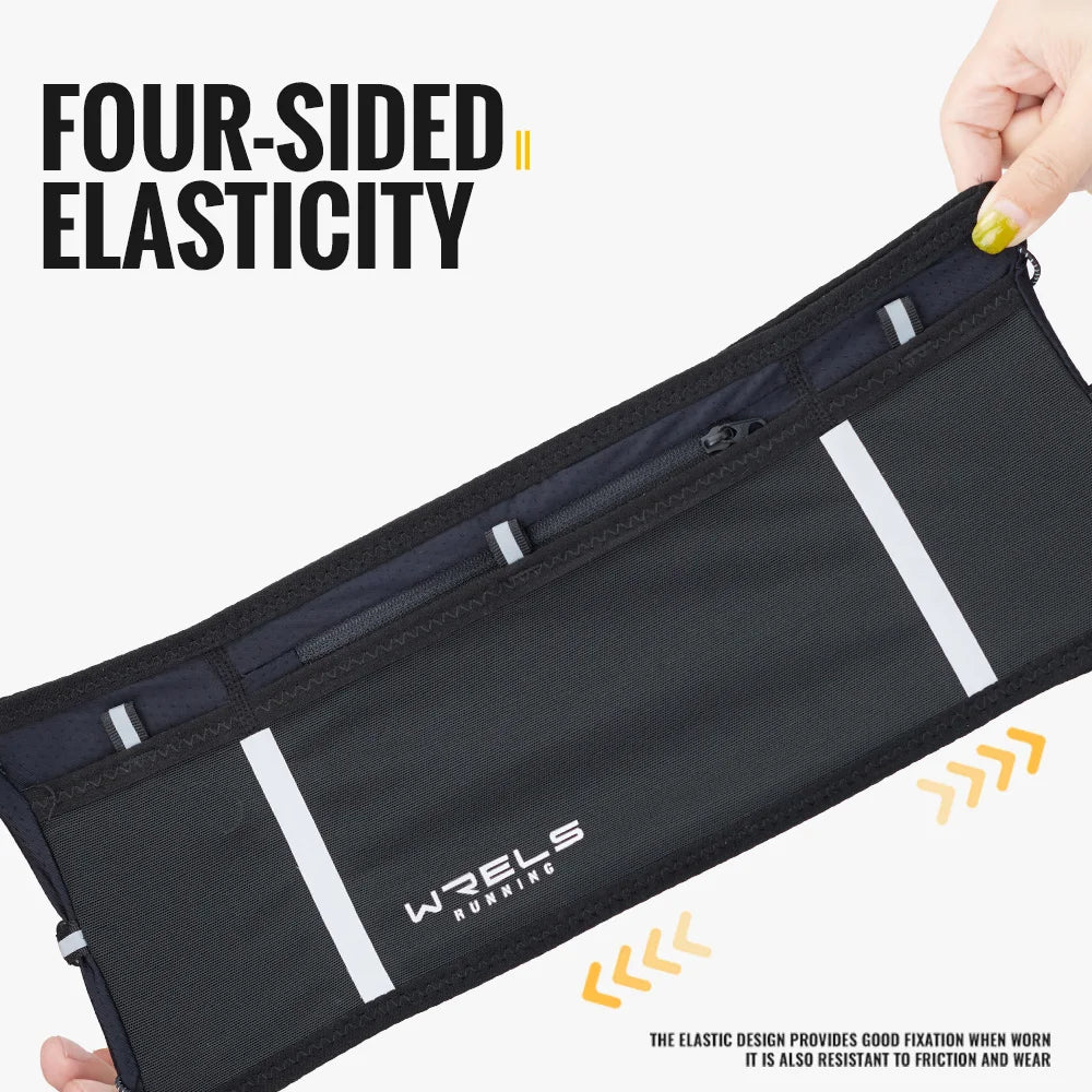 WRELS Men Women Elastic Outdoor Running Waist Belt Slim Sports Fanny Pack Invisible Waist Bag Lightweight Fitness Waist Belt