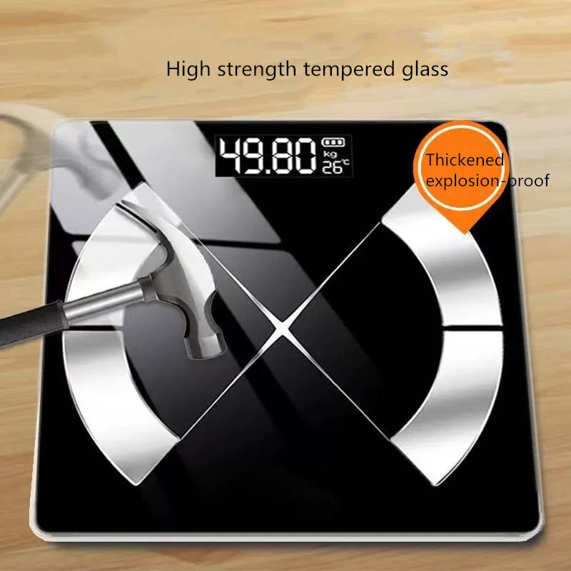 Bluetooth Fat Scale Accurate Smart Digital Bathroom Weight Wireless Weight Scale USB Rechargeable Smartphone APP