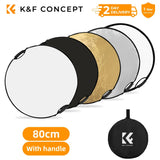K&F CONCEPT 5-in-1 Light Reflector with Handle Photography Light Blocking Photography Tent Circular Reflector Translucent Panel