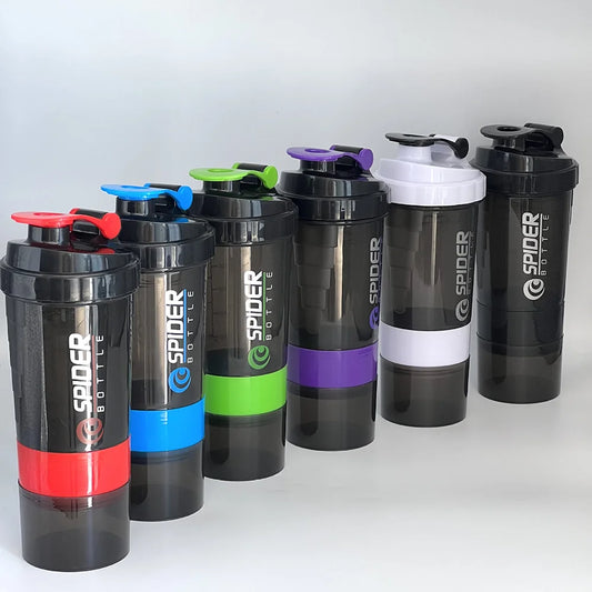 Large Capacity 3 Layers Protein Shaker Bottle with Mixing Cup for Body Building Exercise Water Shaker Cup Powder Shake Mixer