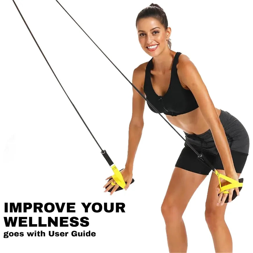 Swimming Resistance Band Set with Hand Paddles Handles Exercise Workout Bands for Men Women 1.2m Stretch Cord