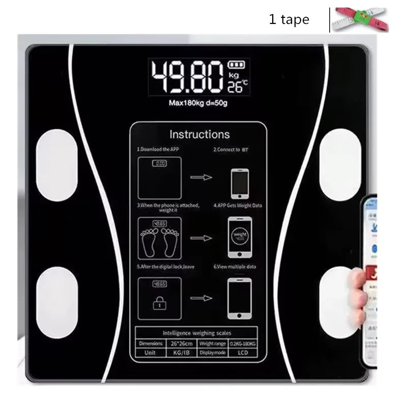 Body Fat Scale Smart Wireless Digital Bathroom Weight Scale Body Composition Analyzer With Smartphone App Bluetooth-compatible