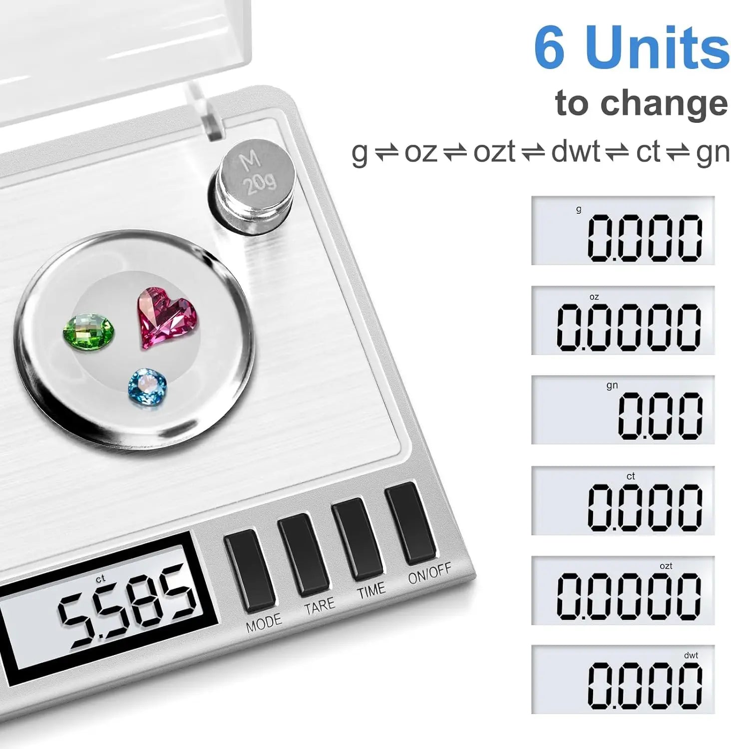 Smart Weigh GEM20 High Precision Digital Milligram Scale 50 x 0.001g Reloading, Jewelry and Gems Scale