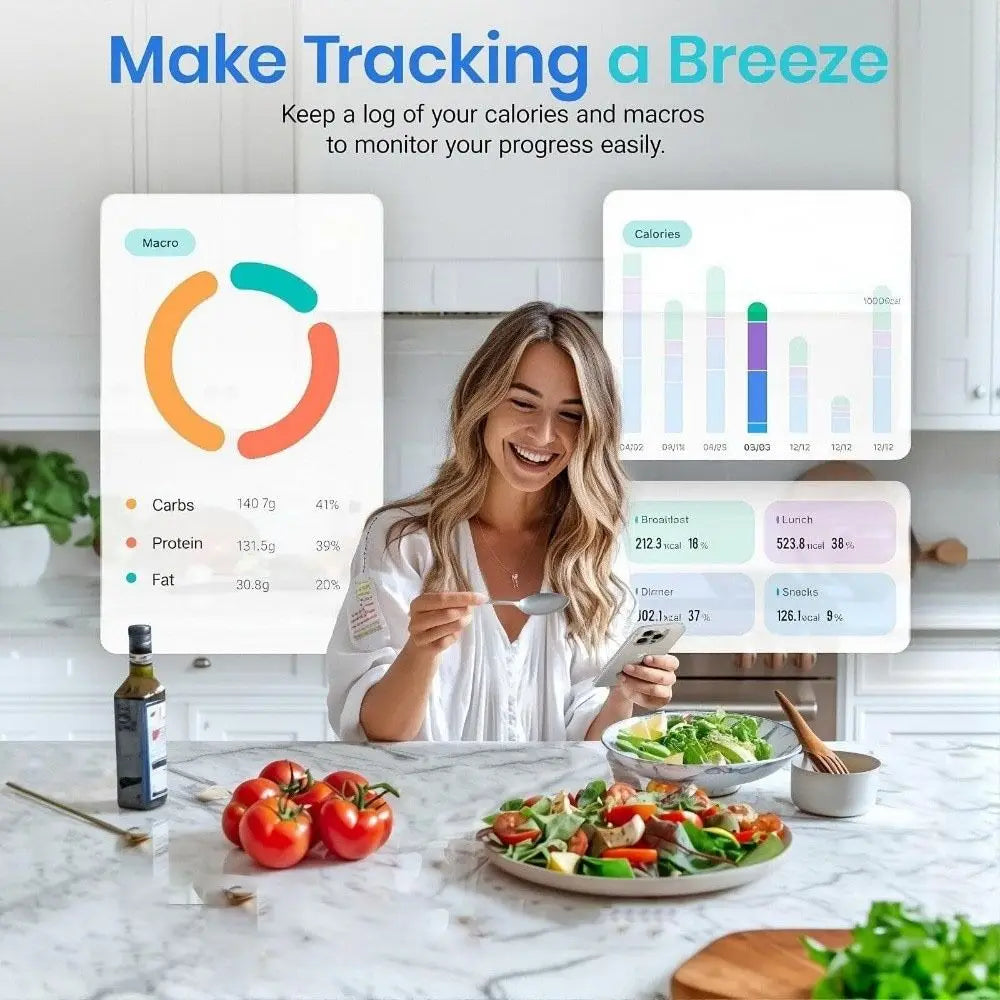 Stainless Steel Smart Nutrition Food Scale Free App with 19 Nutrients Tracking Nutritional Calculator Nutritional Tracker Scale