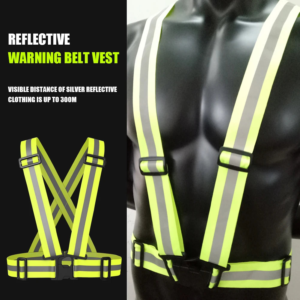 Highlight Reflective Straps Night Work Security Running Cycling Safety Reflective Vest High Visibility Reflective Safety Jacket