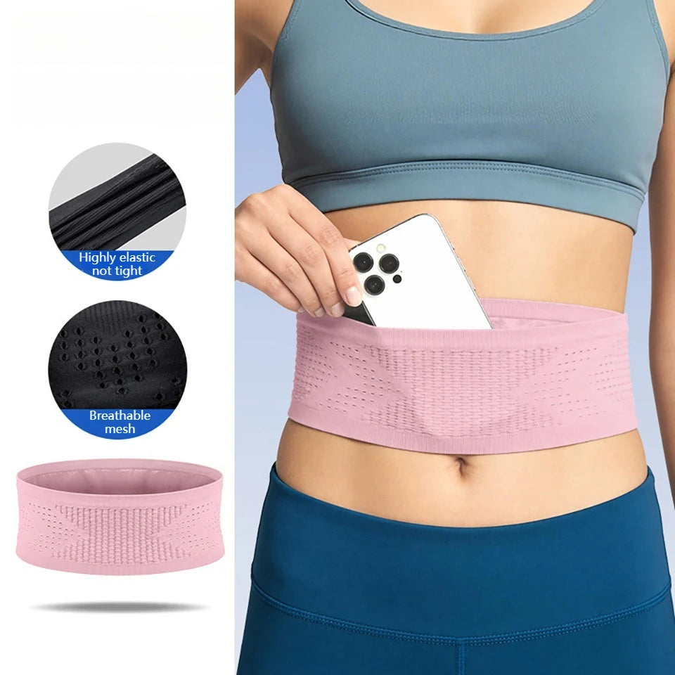 LOOGDEEL Sports Waist Bag Breathable Belt Bag Pocket Seamless Invisible Elastic Multifunction Phone Fitness Running Lightweight