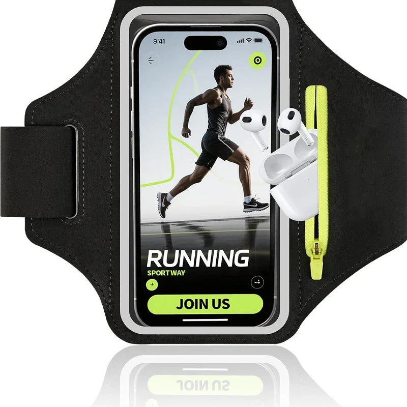 Running Armband for iPhone 17 16 15 14 13 Samsung S26 S25 S24 S23 with Card Slot Key Pockets Sports Arm Bands Cell Phone Holder