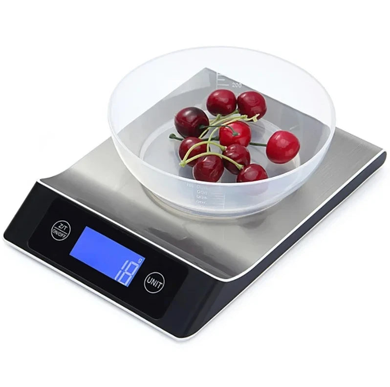 Kitchen Scale 15Kg/1g Weighing Food Coffee Balance Smart Electronic Digital Scales Stainless Steel Design for Cooking and Baking