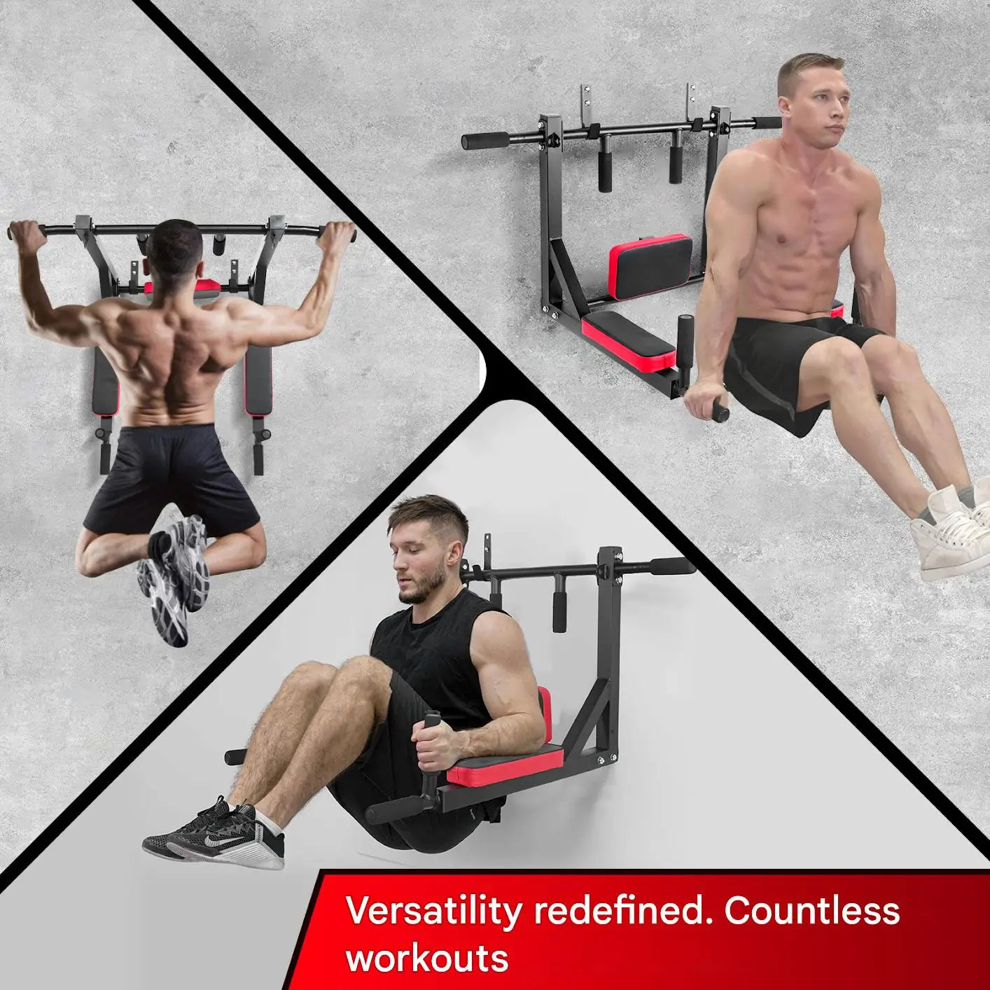Wall-Mounted Pull-up Bar Fitness Horizontal Bar Multifunctional Dip Station With Eyelets For Punching Bag Home Gym Accessories