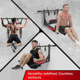 Wall-Mounted Pull-up Bar Fitness Horizontal Bar Multifunctional Dip Station With Eyelets For Punching Bag Home Gym Accessories