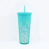 LUSQI Durian Straw Tumbler Double Wall Insulated Plastic Cup Trendy Creative Large Capacity Water Bottle With Multi Colors