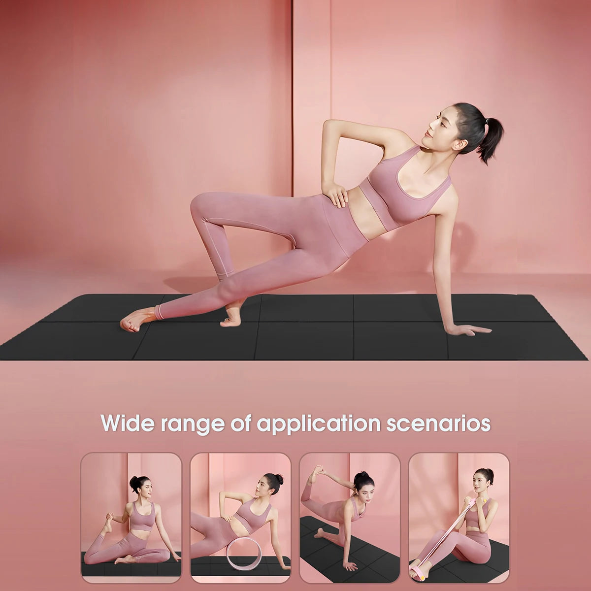 Black Foldable Yoga Mat Eco Friendly EVA Folding Travel Fitness Exercise Mat 3/4/6mm Thicknesses for Yoga Pilates Workouts