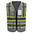 AYKRM High Visibility Safety Vest with Pockets Reflective Strips and Zipper,Yellow Orange(XS-6XL)