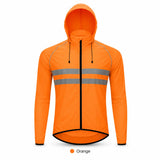 Men Cycling Jacket Reflective Hooded Windproof Water Repellent Bike Windbreaker Lightweight Packable Outdoor Coat