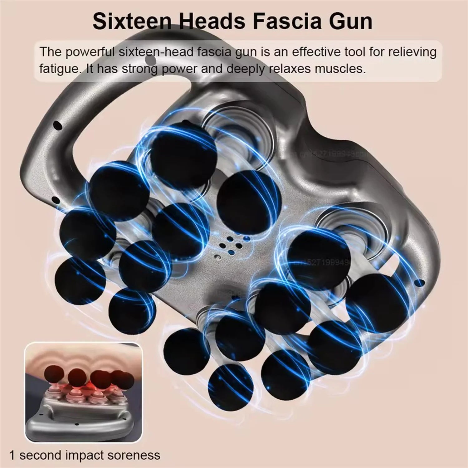 16 Heads Fascia Massage Gun，Adjustable High Frequency Vibration Electric Massager For Muscle Relaxation And Relieve Fatigue