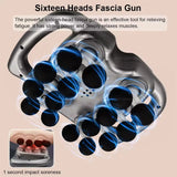 16 Heads Fascia Massage Gun，Adjustable High Frequency Vibration Electric Massager For Muscle Relaxation And Relieve Fatigue