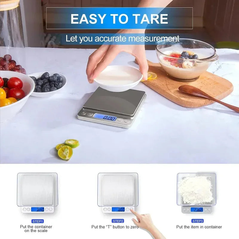 LCD Digital Jewelry Scale 3kg 0.1g/500g 0.01g Smart Precision Electronic Pocket Portable Kitchen Food Scales Gram Weight Balance