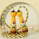 Adjustable Kids Jump Rope - Cotton Braided Skipping Rope with Wooden Handle for Toddlers, Boys & Girls, Beginner Fitness Workout
