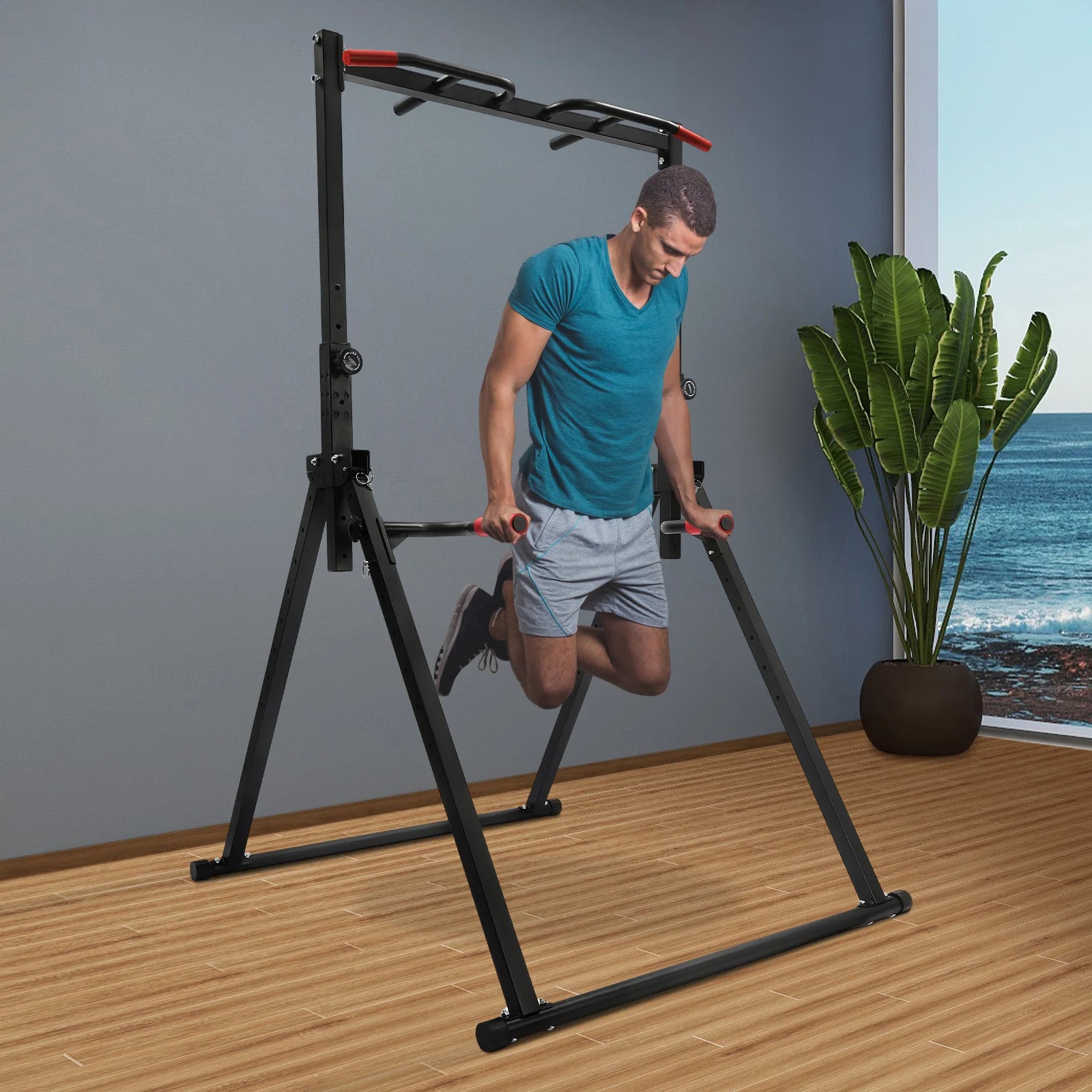 Adjustable Height Pull Up Bar Triangular Pull Up Station Sturdy Carbon Steel Strong Load Capacity Home Gym Fitness Gear Pull-Ups Arm Exercises Different