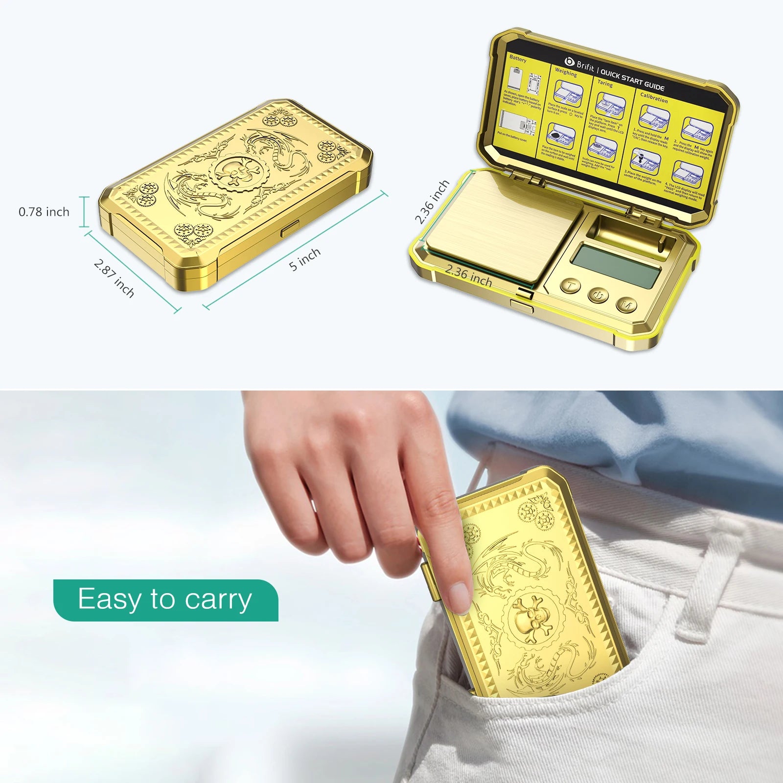 Digital Jewelry Scale 200g 0.01g Pocket Scales with 50g Calibration Weight Electronic Smart Scale for Professional Weighing