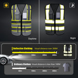 AYKRM High Visibility Safety Vest with Pockets Reflective Strips and Zipper,Yellow Orange(XS-6XL)