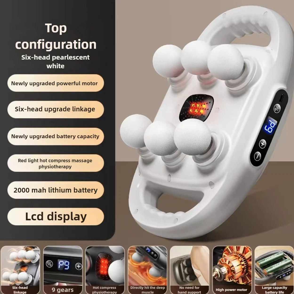 32 Massage Head Massage Gun Deep Tissue Muscle Professional Grade High Power Wireless High Frequency Vibration With Heating Gift