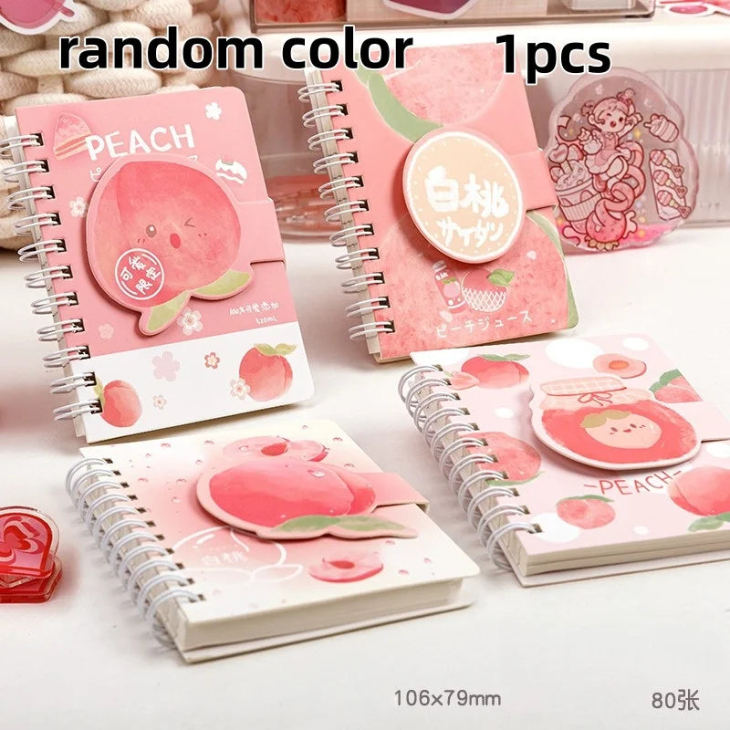 Capybara Panda Mini Journal  A7 Pocket Spiral Notebook with Velcro Closure for Student Portable Pad