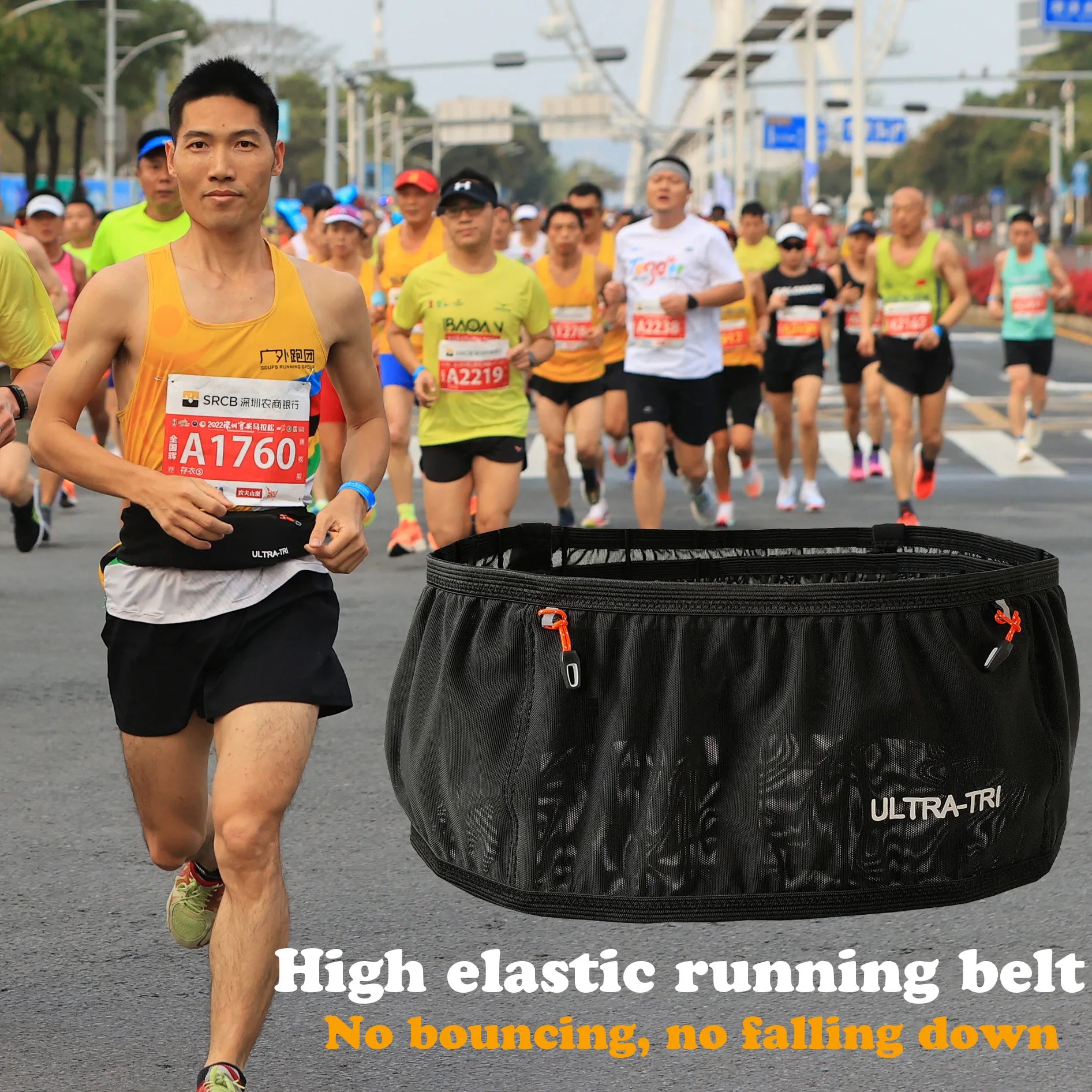 ULTRA-TRI Marathon Race Belt Bag Outdoor Sports Hydration Trail Running Jogging Cycling High Elastic Waist Bag