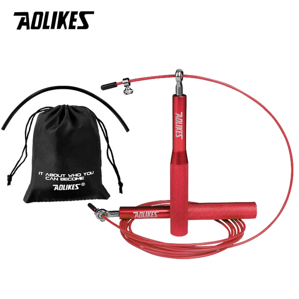 AOLIKES Crossfit Jump Rope Adjustable Jumping Rope Training Aluminum Skipping Rope Fitness Speed Skip Training Boxing MMA