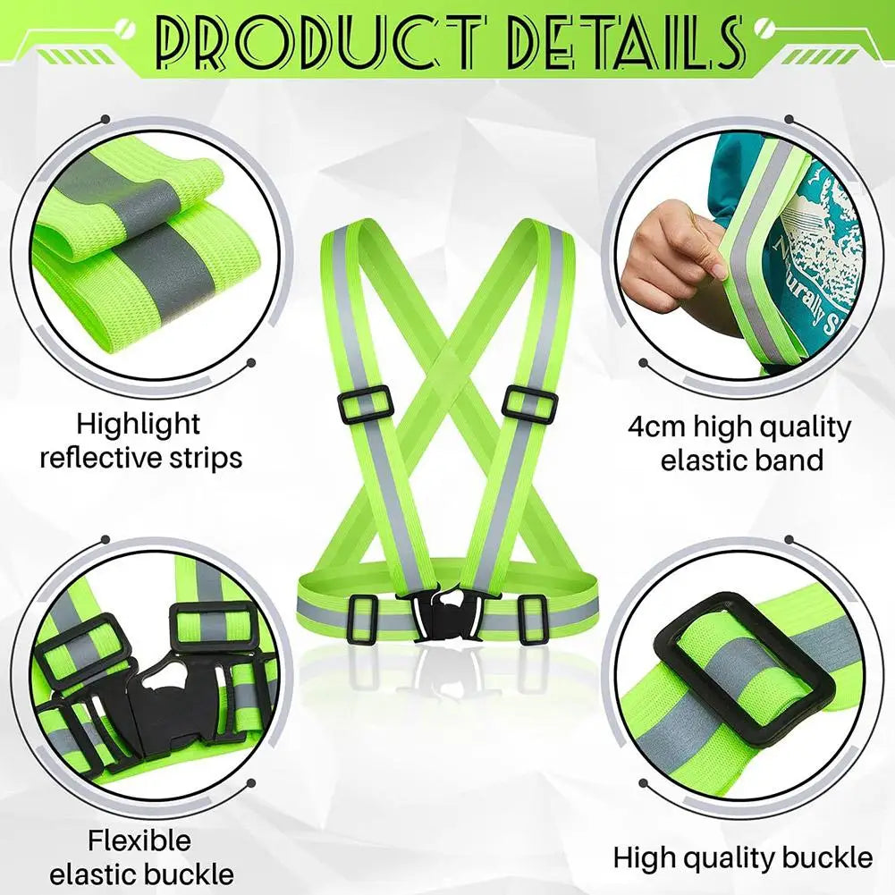 High Visibility Reflective Safety Vest Yellow Adjustable Straps Night Running Cycling Walking Outdoor Sports Safety Clothing