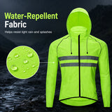 Men Cycling Jacket Reflective Hooded Windproof Water Repellent Bike Windbreaker Lightweight Packable Outdoor Coat