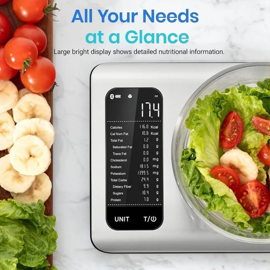 Stainless Steel Smart Nutrition Food Scale Free App with 19 Nutrients Tracking Smart Digital Kitchen Scale