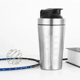 Protein Powder Shaker Bottle 500/750ml Leak Proof Water Bottle for Gym Fitness Sport Whey Shakes Cup with Scale Stainless Steel