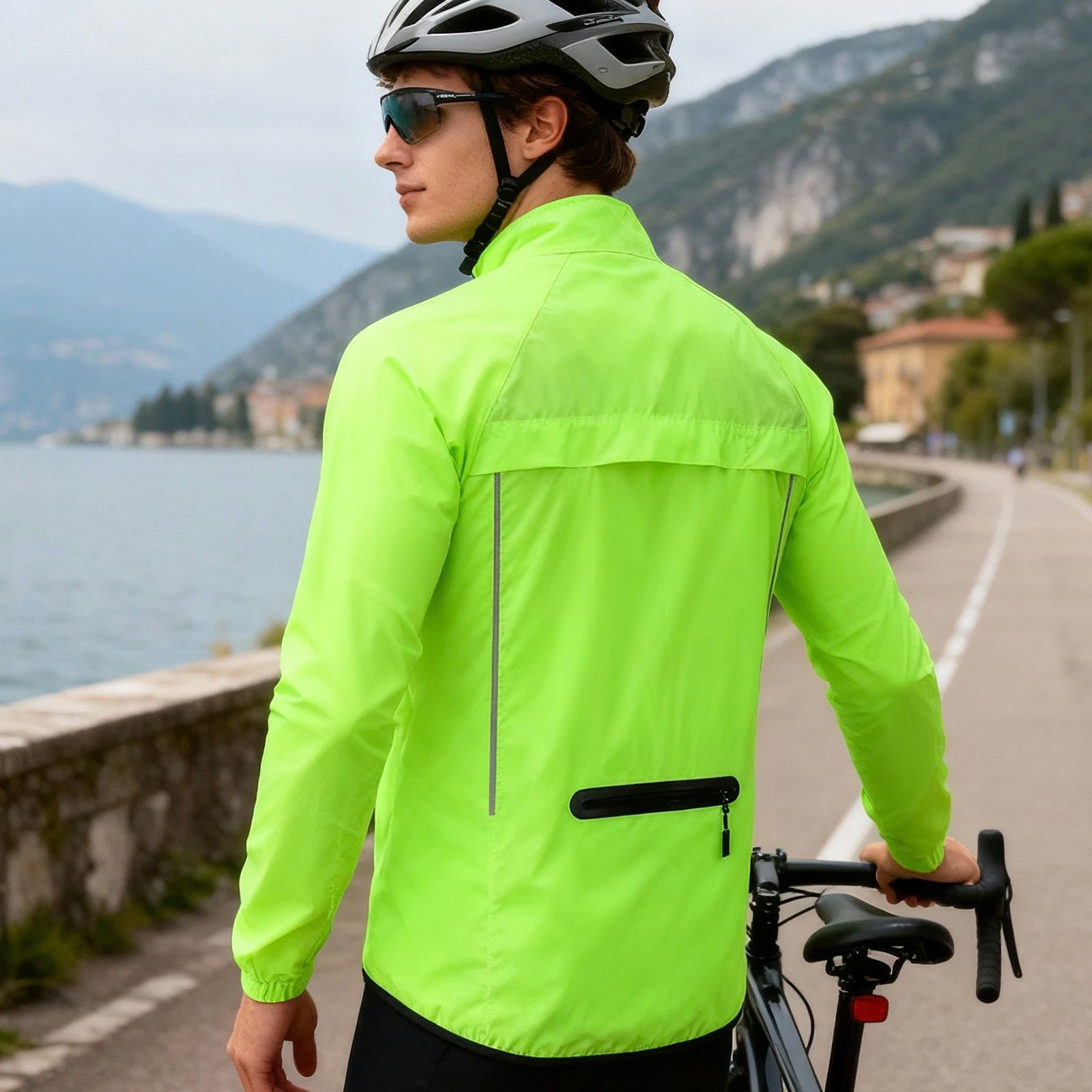WOSAWE Men's Cycling Windbreaker Ultralight Reflective Windproof Jacket Men MTB Road Bike Wind Coat Long Sleeve Bicycle Clothing