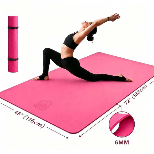 HAPBEAR Extra Large Yoga Mat for Women, 6mm/8mm Thick TPE Eco Friendly Non Slip Wide Exercise Mat for Pilates Home Gym Workout