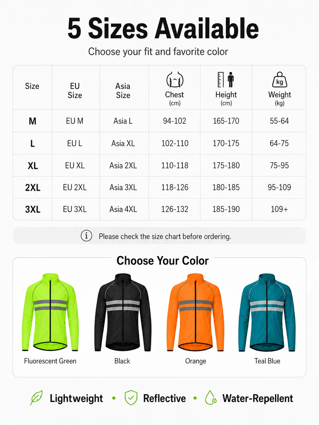 Men Cycling Jacket Reflective Hooded Windproof Water Repellent Bike Windbreaker Lightweight Packable Outdoor Coat
