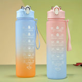 1-8pcs BPA Free Leak Proof Plastic Straw Sports Water Bottle High Quality Tour Hiking Portable  Drink Bottles with Time Marker