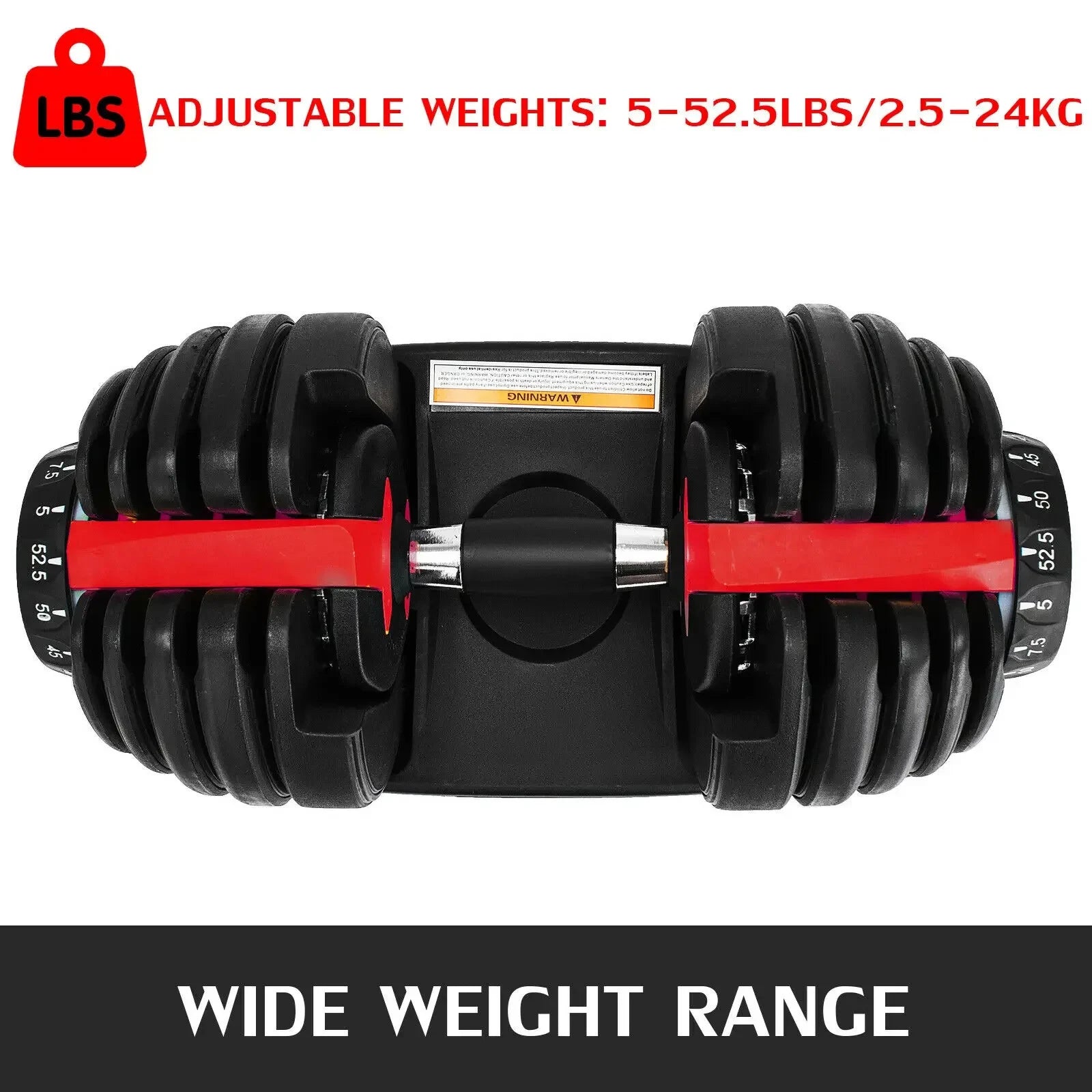 VEVOR Adjustable Steel Dumbbell 24/40KG 52.5/90LBS Fitness for Home Gym, Arm & Muscle Training with QuickLock System (Red/Black)