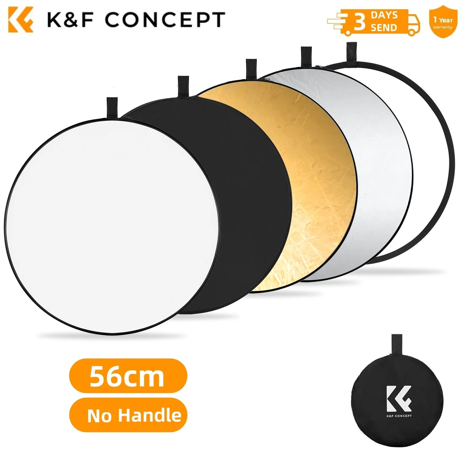 K&F CONCEPT 5-in-1 Light Reflector with Handle Photography Light Blocking Photography Tent Circular Reflector Translucent Panel